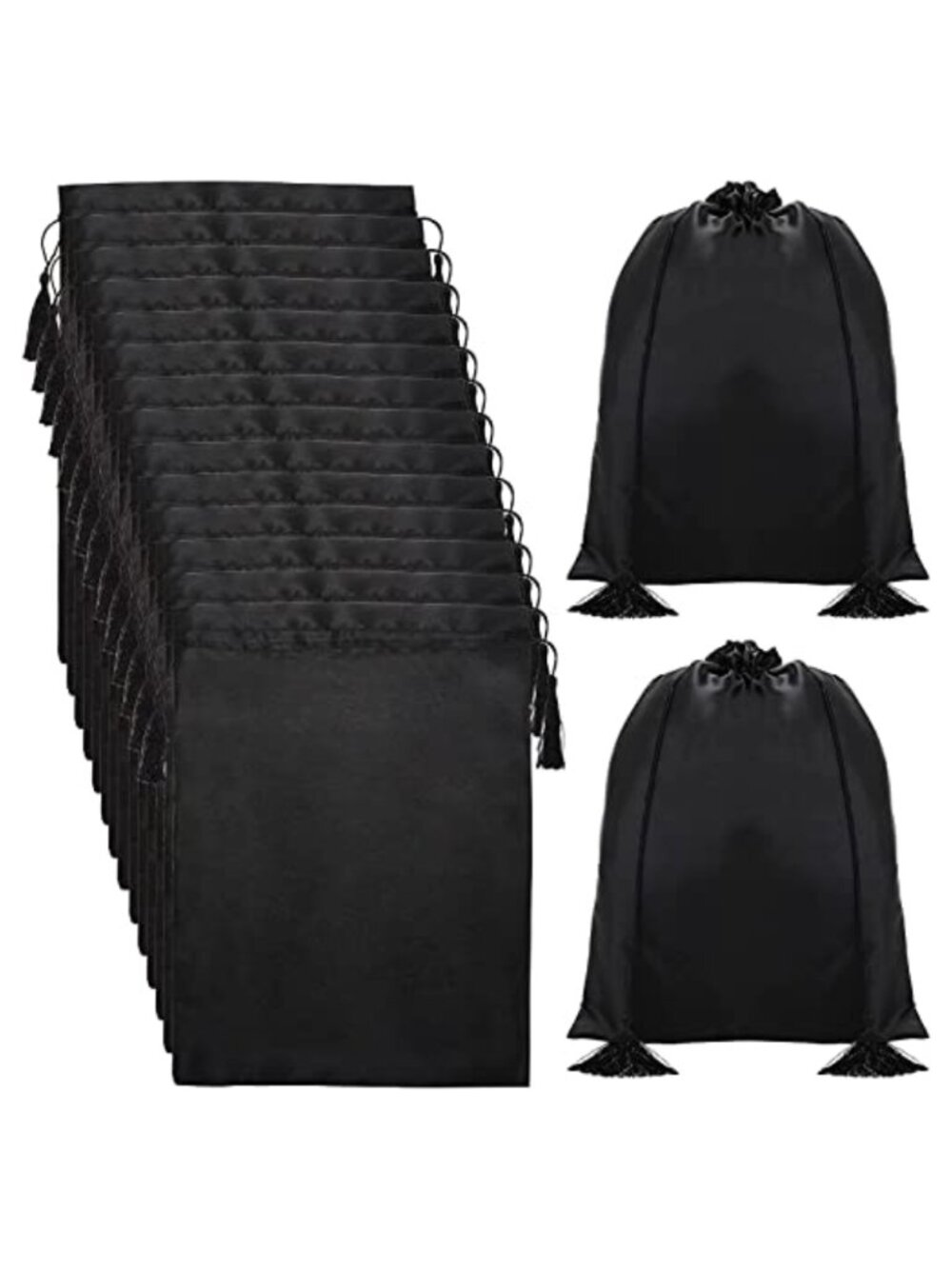 16 Pcs Silk Satin Wig Bags 12x16 with Drawstring Tassel for Storage Travel